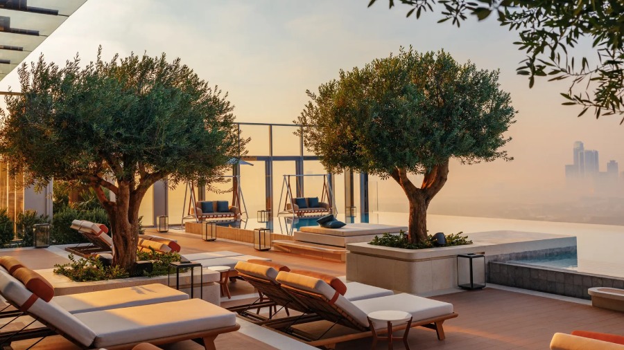 Hotel lobby — integrated access and digital systems